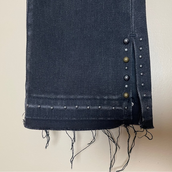 Driftwood Black Amelia Crop Jeans Studded Size 26 Raw Hem Stretch Denim - Picture 7 of 12